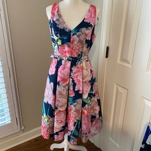 Eliza J Floral Faille Dress